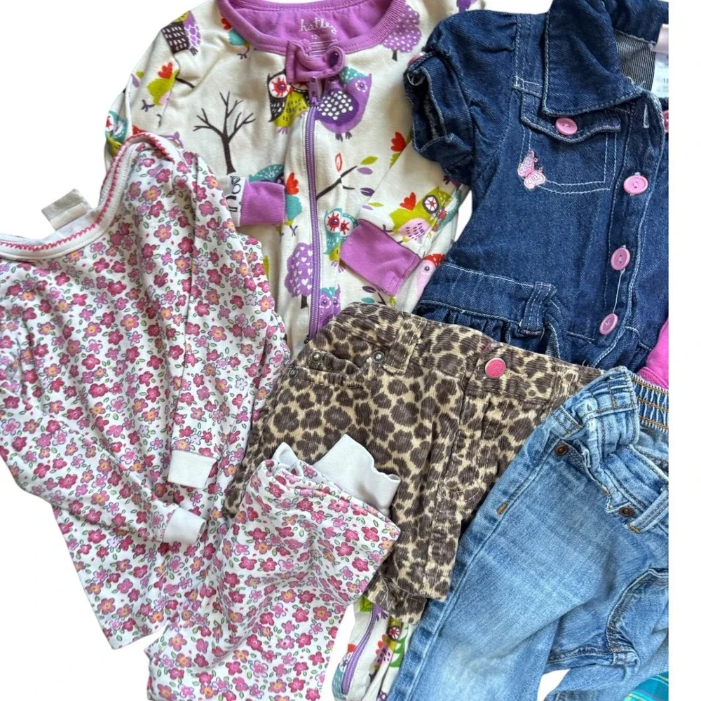 Y2k colorful summer Baby Girl Clothing Bundle lot 12-18 M denim plaid animal
